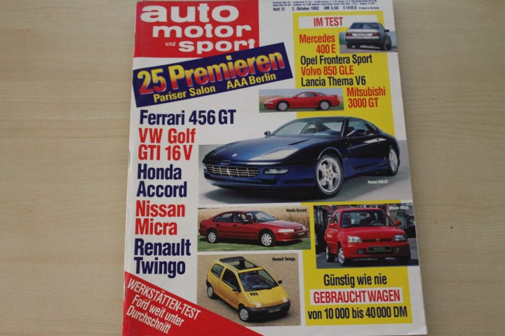 Deckblatt Auto Motor und Sport (21/1992)